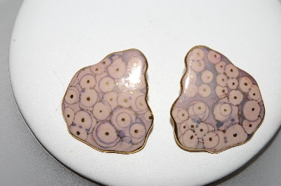 "HOLD" MBA #88-417  "Vintage Hand Made Ceramic Pierced Earrings"