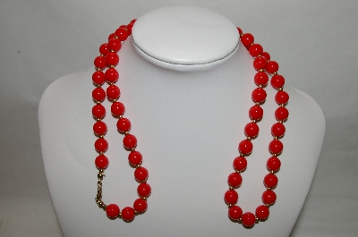 +MBA #88-027  "Vintage Red Acrylic Bead Necklace"
