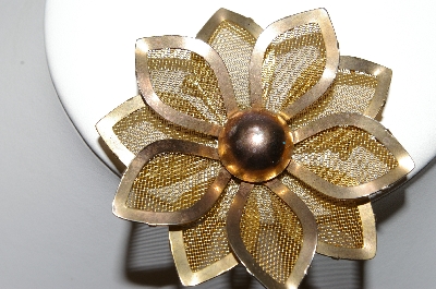 +MBA #88-223  "Vintage Gold Tone Mesh Flower Pin"