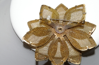 +MBA #88-223  "Vintage Gold Tone Mesh Flower Pin"