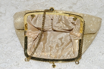 +MBA #FL7-043     "Vintage Gold Fabric Clutch With Chain"