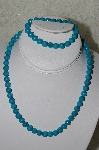 +MBA #FL7-127      "Sterling Silver Blue Turquoise Necklace & Stretch Bracelet Set"