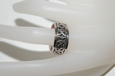 +MBA #87-107  "Sterling Men's Size 10 Celtic Spinner Band Ring"