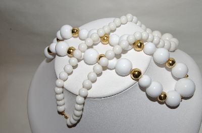 +MBA #89-035  "Monet Set Of 2 White Acrylic Bead Necklaces"