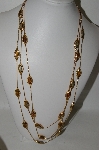 +MBA #86-102  "Gold Plated Fancy Three Strand Enameled Necklace"