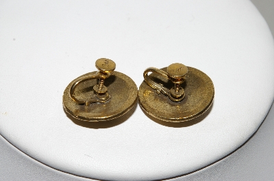 +MBA #87-098  MBA #87-098  "Coro "PRIN NOI INSINE 14 MARTIE 1881" Screw Back Earrings"