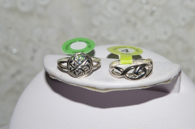 + MBA #FL7-028  "Set Of 2 Ladies Celtic Style Sterling Rings"
