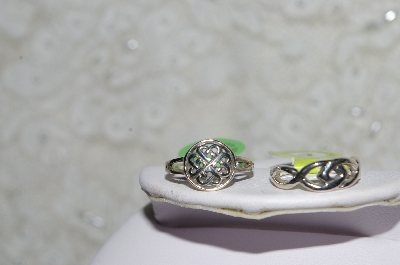 + MBA #FL7-028  "Set Of 2 Ladies Celtic Style Sterling Rings"