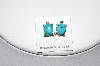 + MBA #87-114  "Sterling Silver Blue Turquoise Inlay Turtle Earrings"