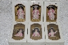 +MBA #SG9-16   "2004  Set Of 6 Pink With Lace & Ribbon Pretty Women Collectible Doll Ornaments"