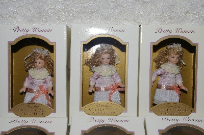 +MBA #SG9-063   "2004  "6" Pretty Women Pink With White Lace/Blonde Collectible Porcelain Doll Ornaments"
