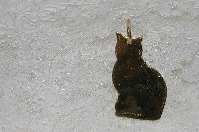 +MBA #SG9-131    "Gordon Fraser Signed Solid Brass Fancy Cat Key Ring"