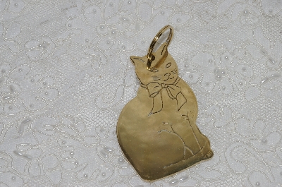 +MBA #SG9-131    "Gordon Fraser Signed Solid Brass Fancy Cat Key Ring"