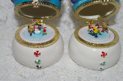 +MBA #SG9-082    "Mr. Christmas Set Of 2 Snowman Animated Music Box Ornaments"