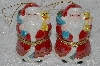 +MBA #SG9-087   "Mr. Christmas Set Of 2 Animated Santa Porcelain Music Box Ornaments"