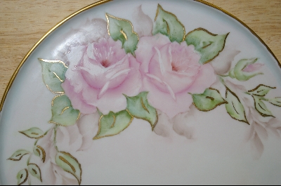 +MBA #7117  "Large Round Hand Painted Pink Rose Platter