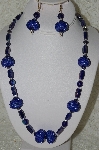 +MBAHB #33-157  "Fancy Blue Seed Bead Cluster Beads, Blue Luster Glass Bead Necklace & Matching Earring Set"