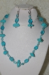 +MBAHB #33-124  "Fancy Blue Turquoise & Aqua Blue Glass Beaded Necklace & Matching Earring Set"