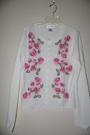 +MBADG #13-039  "Chadwicks White Pink Rose Embroidered Sweater"