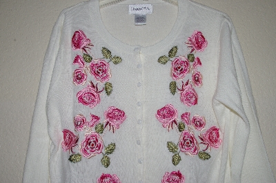 +MBADG #13-039  "Chadwicks White Pink Rose Embroidered Sweater"