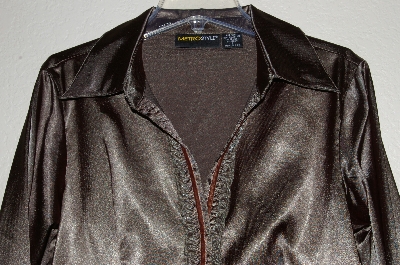 +MBADG #13-043  "Metrostyle Olive Green Satin Shirt"