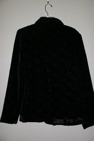 +MBADG #13-061  "Bob Mackie Black Beaded Rose Pattern Burnout Velvet Jacket"