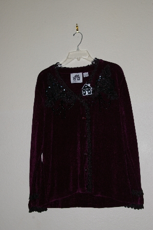 +MBADG #13-092  "Storybook Knits "Manifigue Rouge" DK Purple & Black Hand Embelished Sweater"