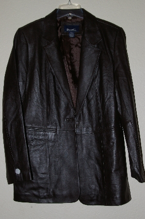 +MBADG #13-105  "Denim & Co Brown Lamb One Button Leather Blazer"
