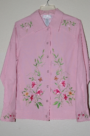 +MBADG #13-132  "Victor Costa Pin Floral Embroidered Jean Jacket"