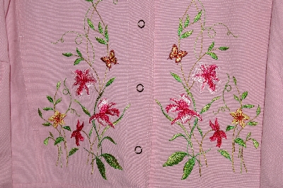 +MBADG #13-132  "Victor Costa Pin Floral Embroidered Jean Jacket"