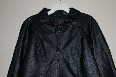 +MBADG #13-151  "Phase Two Black Leather Zip Front Jacket"