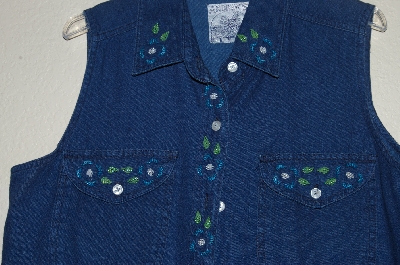 +MBADG #13-164  "Andrew's One Of A Kind Blue Denim Hand Beaded Shirt"