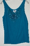 +MBADG #13-172  "1980's Surya Green One Of A Kind Rayon Hand Beaded Tank"
