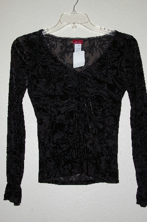 +MBADG #13-173  "Janette Black Velvet Burn Out Shirt"