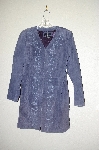 +MBADG #13-211 "Dialogue Blue Suede V-Neck Duster With Embroidery"