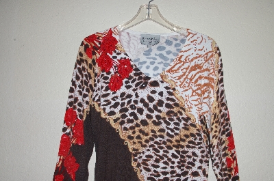 +MBADG #5-036  "Pamela McCoy Facy Red & Black Embelished Sweater"