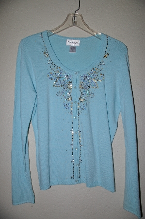 +MBADG #5-075  "Chadwicks Light Blue Fancy  Embelished Cardigan"