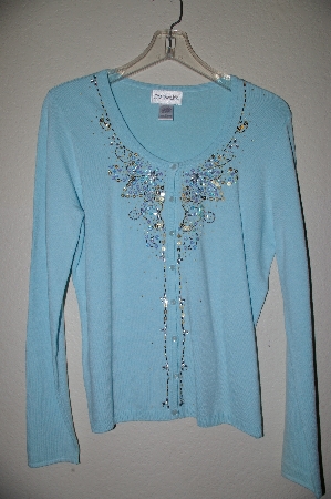 +MBADG #5-075  "Chadwicks Light Blue Fancy  Embelished Cardigan"