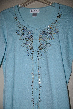 +MBADG #5-075  "Chadwicks Light Blue Fancy  Embelished Cardigan"