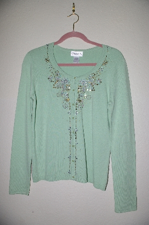 +MBADG #5-171  "Chadwicks Light Green  Fancy Embelished Cardigan"