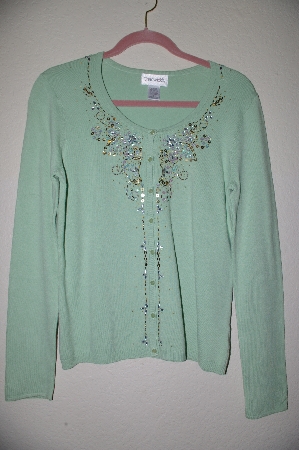 +MBADG #5-171  "Chadwicks Light Green  Fancy Embelished Cardigan"