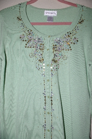 +MBADG #5-171  "Chadwicks Light Green  Fancy Embelished Cardigan"
