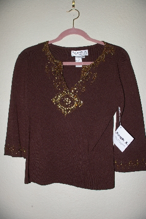 +MBADG #5-167  "Joseph A Fancy Brown Embelished Sweater"