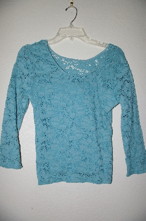 +MBADG #5-134  "G Wheels Blue Cut Out Floral Stretch Top"
