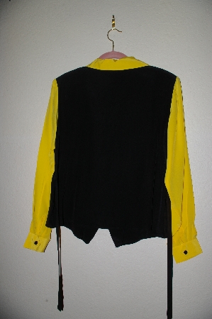 +MBADG #5-240  "Bob Mackie's Black & Yellow  Silk Floral Embroidered Weskit"