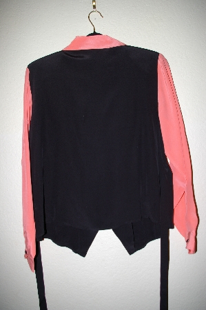 +MBADG #5-236  "Bob Mackie's Coral & Black Silk Floral Embroidered Weskit"