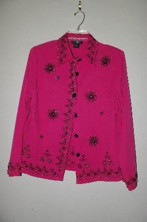 +MBADG #5-146  "Silkland Petite DK Pink One Of A Kind Hand Beaded Silk Top"