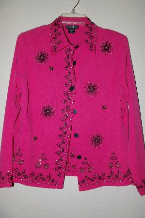 +MBADG #5-146  "Silkland Petite DK Pink One Of A Kind Hand Beaded Silk Top"