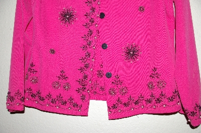+MBADG #5-146  "Silkland Petite DK Pink One Of A Kind Hand Beaded Silk Top"