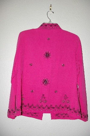 +MBADG #5-146  "Silkland Petite DK Pink One Of A Kind Hand Beaded Silk Top"